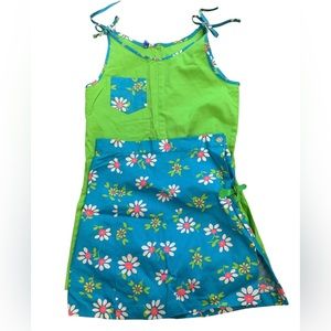 VTG Sears 2 Pc 70s Summer Hippy Daisy Floral Jumper Romper & Skirt Set Youth Kid